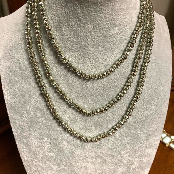 Hammered Gold Beaded Multi length Fashion Necklace NYC Boutique NWOT - Picture 9 of 11